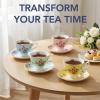 imageBTaT Floral Tea Cups and Saucers Set of 8