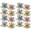 imageBTaT Floral Tea Cups and Saucers Set of 8