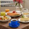 image:imageBTaT Stackable Coffee Cups with Saucers Set of 6 8 Ounce Red Porcelain Cappuccino Cups for Coffee Drinks Cappuccino Latte Espresso Americano and Tea Microwave amp Dishwasher SafeNavy Blue
