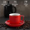 image:imageBTaT Stackable Coffee Cups with Saucers Set of 6 8 Ounce Red Porcelain Cappuccino Cups for Coffee Drinks Cappuccino Latte Espresso Americano and Tea Microwave amp Dishwasher SafeRed