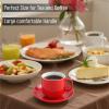 image:imageBTaT Stackable Coffee Cups with Saucers Set of 6 8 Ounce Red Porcelain Cappuccino Cups for Coffee Drinks Cappuccino Latte Espresso Americano and Tea Microwave amp Dishwasher SafeRed