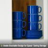 image:imageBTaT Stackable Coffee Cups with Saucers Set of 6 8 Ounce Red Porcelain Cappuccino Cups for Coffee Drinks Cappuccino Latte Espresso Americano and Tea Microwave amp Dishwasher SafeNavy Blue