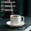 image:imageBTaT Stackable Coffee Cups with Saucers Set of 6 8 Ounce Red Porcelain Cappuccino Cups for Coffee Drinks Cappuccino Latte Espresso Americano and Tea Microwave amp Dishwasher SafeWhite