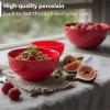 image:imageBrew To A Tea BTaT Soup Bowls Set 16 Ounces Set of 12 Red Porcelain Dishes for Soup Rice Salad Noodle Microwave Oven Freezer amp Dishwasher Safe Deep Cereal Bowls for KitchenRed