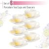 image:imageBTaT Floral Tea Cups and Saucers Set of 6 7 oz Fine Porcelain Teacup Set with Gold Trim for Afternoon Tea Weddings Parties amp Gifting Dishwasher Safe and Freezer SafeWhite Floral