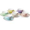 image:imageBTaT Floral Tea Cups and Saucers Set of 6 7 oz Fine Porcelain Teacup Set with Gold Trim for Afternoon Tea Weddings Parties amp Gifting Dishwasher Safe and Freezer SafePastel Blooms