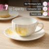 image:imageBTaT Floral Tea Cups and Saucers Set of 6 7 oz Fine Porcelain Teacup Set with Gold Trim for Afternoon Tea Weddings Parties amp Gifting Dishwasher Safe and Freezer SafeWhite Floral