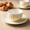 image:imageBTaT Floral Tea Cups and Saucers Set of 6 7 oz Fine Porcelain Teacup Set with Gold Trim for Afternoon Tea Weddings Parties amp Gifting Dishwasher Safe and Freezer SafeWhite Floral