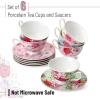 image:imageBTaT Floral Tea Cups and Saucers Set of 6 8 oz Fine Porcelain Teacup Set with Gold Trim for Afternoon Tea Weddings Parties amp Gifting Dishwasher SafeMulticolor with Gift Box