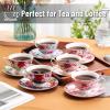image:imageBTaT Floral Tea Cups and Saucers Set of 6 8 oz Fine Porcelain Teacup Set with Gold Trim for Afternoon Tea Weddings Parties amp Gifting Dishwasher SafeMulticolor with Gift Box