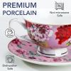 image:imageBTaT Floral Tea Cups and Saucers Set of 6 8 oz Fine Porcelain Teacup Set with Gold Trim for Afternoon Tea Weddings Parties amp Gifting Dishwasher SafeMulticolor with Spoon