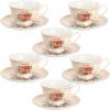image:imageBTaT Floral Tea Cups and Saucers Set of 6 8 oz Fine Porcelain Teacup Set with Gold Trim for Afternoon Tea Weddings Parties amp Gifting Dishwasher SafeFlower Shrubs