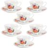 image:imageBTaT Floral Tea Cups and Saucers Set of 6 8 oz Fine Porcelain Teacup Set with Gold Trim for Afternoon Tea Weddings Parties amp Gifting Dishwasher SafeFloral Ivory